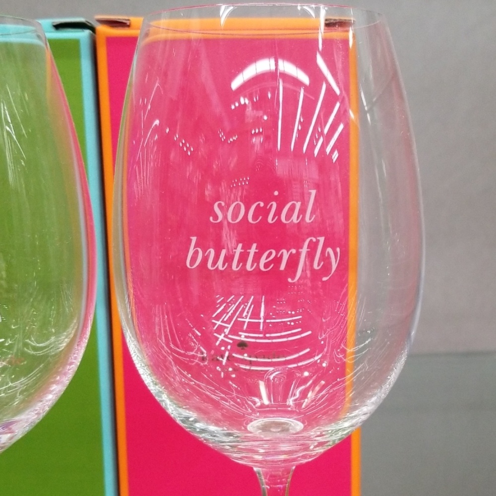 NWT Kate Spade Etched Crystal Wine Glasses(Set 4) - Picture 5 of 8